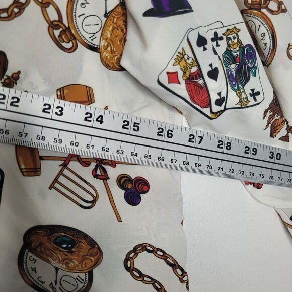 Vintage button front cards chess games crown novelty print blouse size 16w - Picture 4 of 6